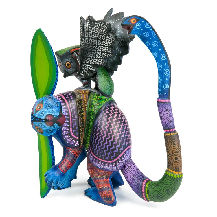 Armadillo & Owl - Oaxacan Alebrije Wood Carving