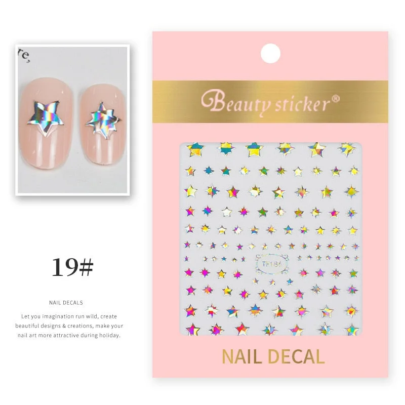 1 Sheet New Roman English Alphabet Number 3D Nail Stickers Christmas Animals iridescent Gold Silver Word Small Letters Nail