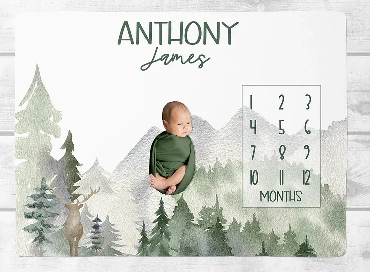 Personalized Woodland Animals Baby Milestone Blanket For Comfort & Unique | BKMS17