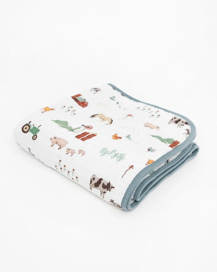 Original Cotton Muslin Quilt - Farmyard