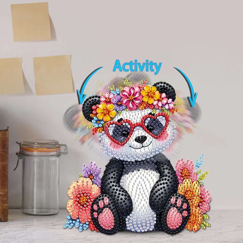 5D DIY Acrylic Animal Panda Shaking Head Diamond Painting Desktop Decorations 
