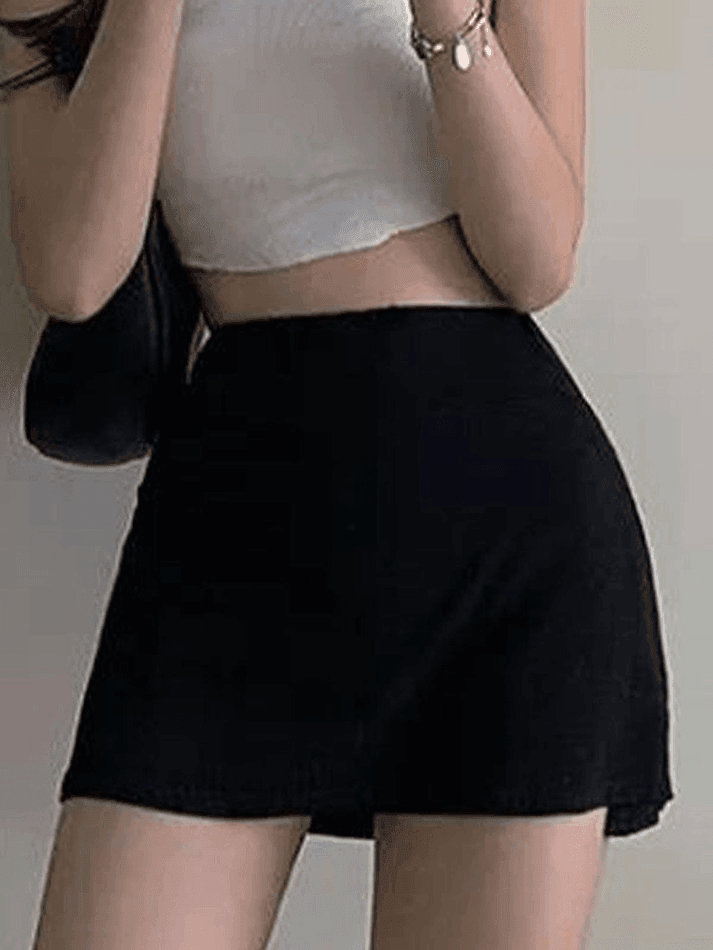 Brownm Lined Split Tennis Mini Skirt