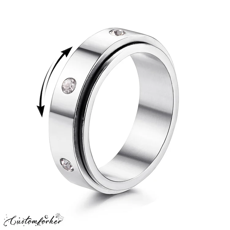 Diamond Decompression Stainless Steel Spinner Ring
