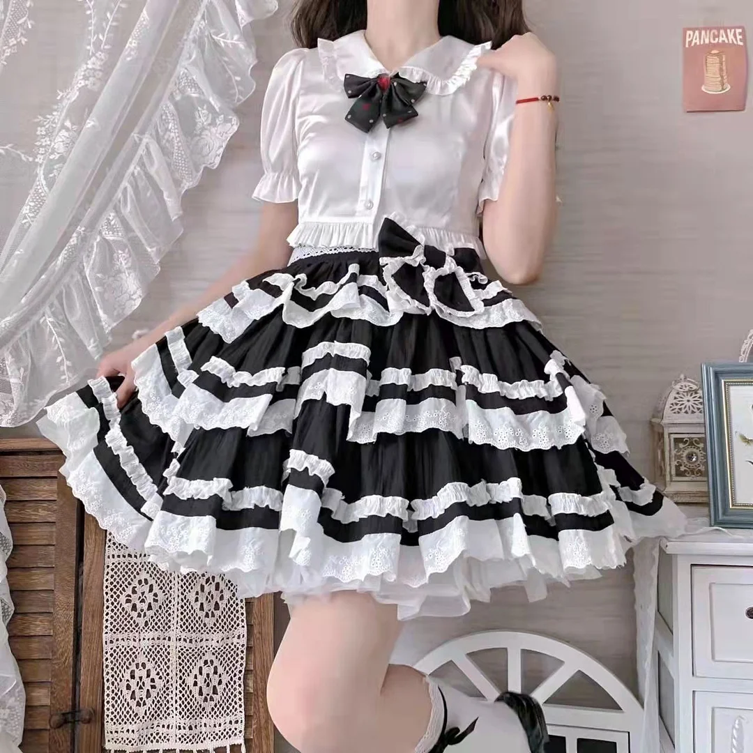 Sweet Cute Removable Strap Three-Part Lolita Cosplay Skirt SP17999