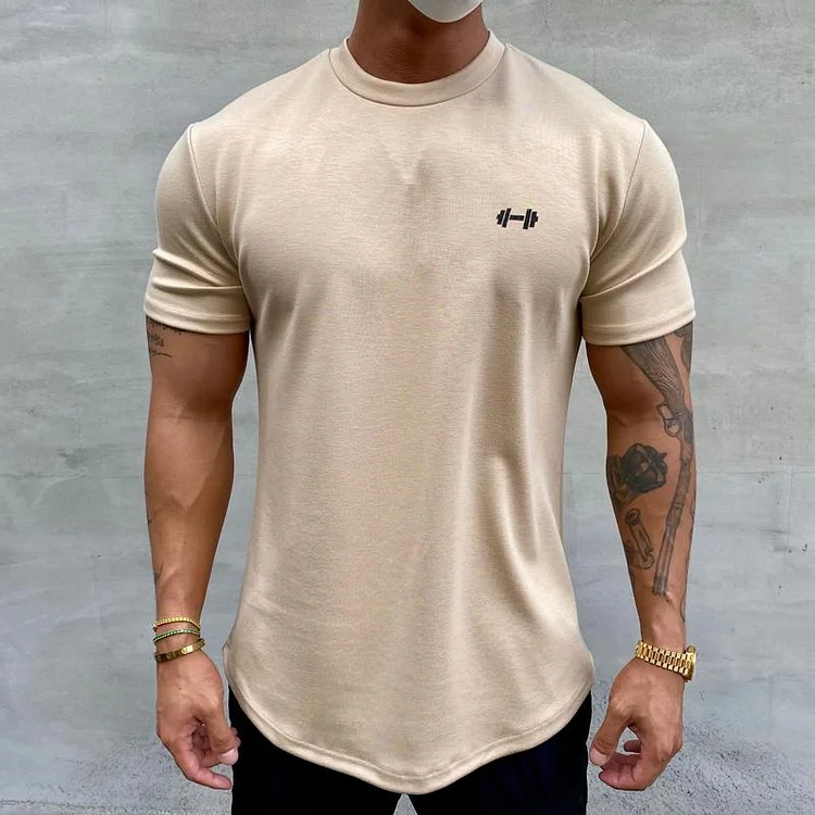 Men's Round Neck Solid Color Sports T-Shirt