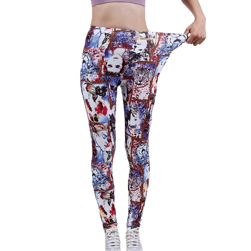 CUHAKCI Fashion Women Leggings Beautiful Leaf Floral Printing High Waist Jeggings Stretch Pant Sexy Hot Sale Clothing Mujer