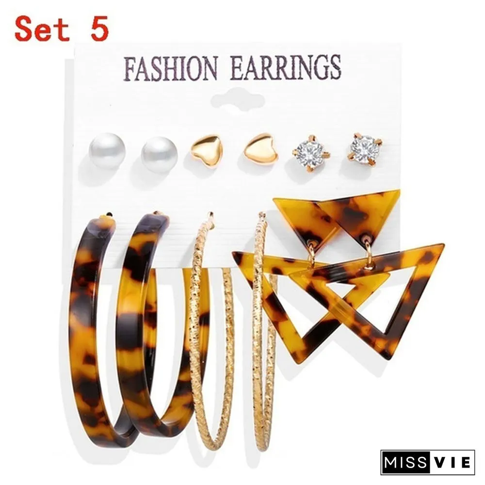 Styles New Tassel Acrylic Earrings For Women Bohemian Set Big Geometric Drop Earring