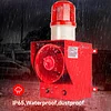 Remote Control Alarm Siren 5000m 130dB Sound Light Alarm Outdoor Industrial Security Siren Horn Alarm Waterproof Emergency Strobe Warning Light Tone Volume Adjustable