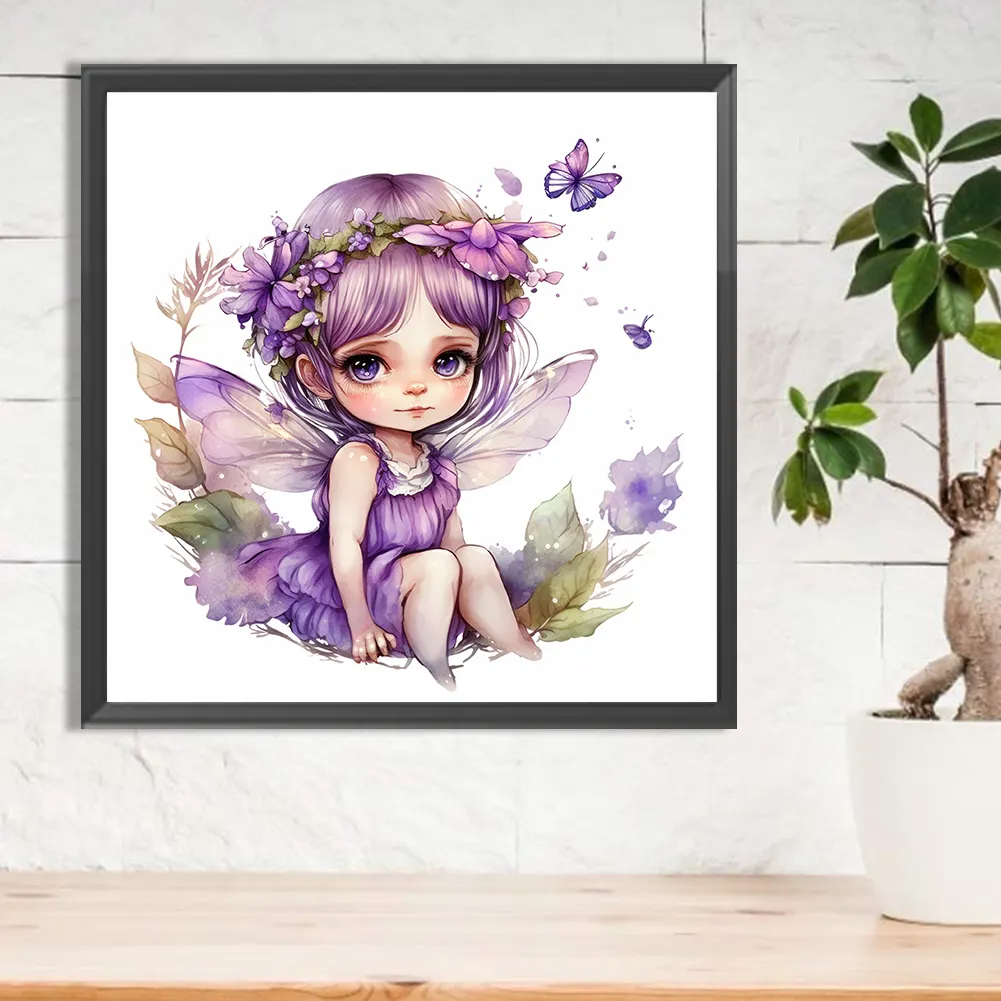Full Round Diamond Painting 30*30cm - Purple Fairy
