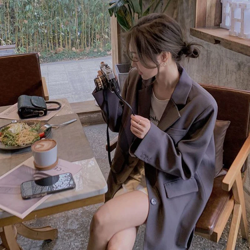 Toloer Toloer Autumn Dress New Sense Chic Gray Small Suit Jacket Female Small Person Design Sense Niche Suit-Outfit Ideas
