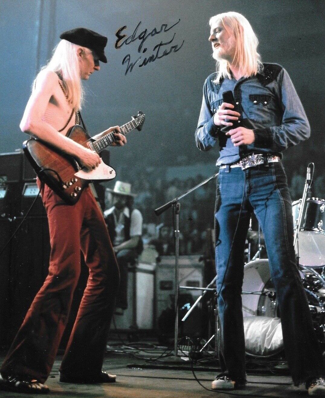 * EDGAR WINTER * signed 8x10 Photo Poster painting * WOODSTOCK * JOHNNY WINTER * COA * 4