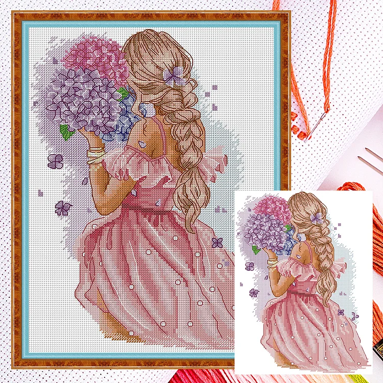 Joy Sunday-Spring Girl 2 25*33cm(Canvas) 14CT Counted cross stitch gbfke