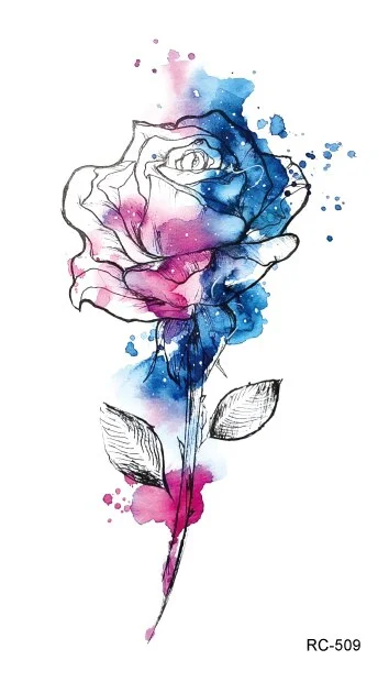 52 Kinds Watercolor Flora Lavender Waterproof Fake Tattoos Temporary Women Arm Chest Ankle Stickers Floral Body Art Tatto Flower