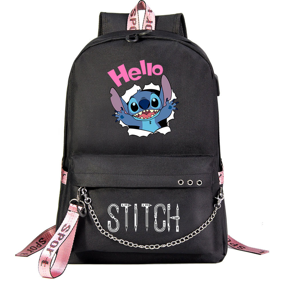 Adorable Lilo & Stitch Backpack with 15-Inch Laptop Sleeve & USB Charging Cable-Mayoulove