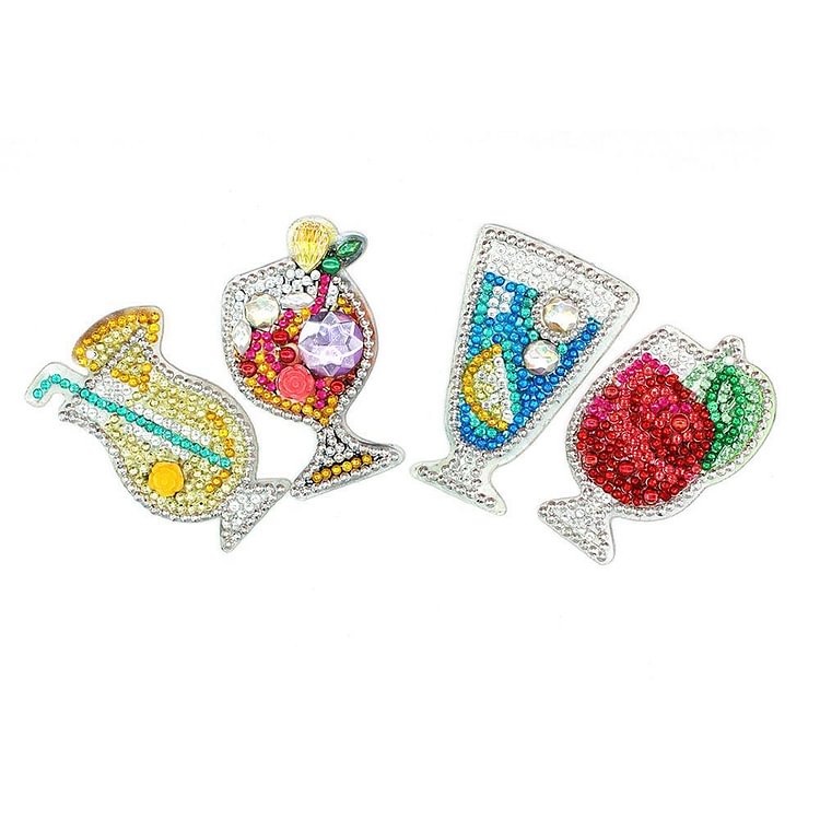 4pcs DIY Full Drill Special Shaped Diamond Painting Juice Bag Keychain Gift