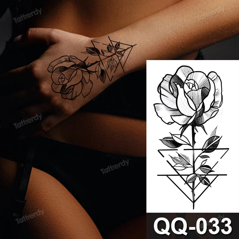 12Pcs/Set Waterproof Temporary Tattoo Sticker Small Rose Daisy Peony Flash Tatoo Flower Hand Ankle Wrist Fake Tatto For Body Art