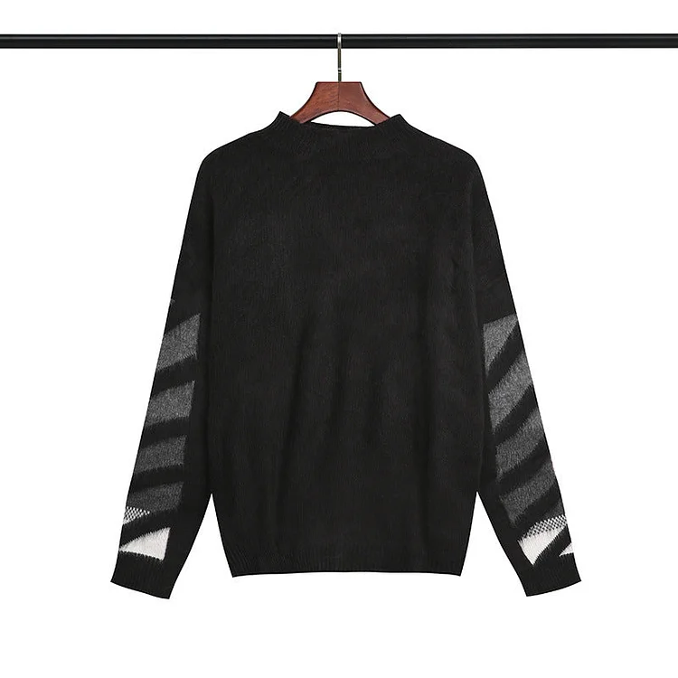 Off White Sweater Autumn and Winter Back Arrow Print Wool Sweater Sweater for Men and Women