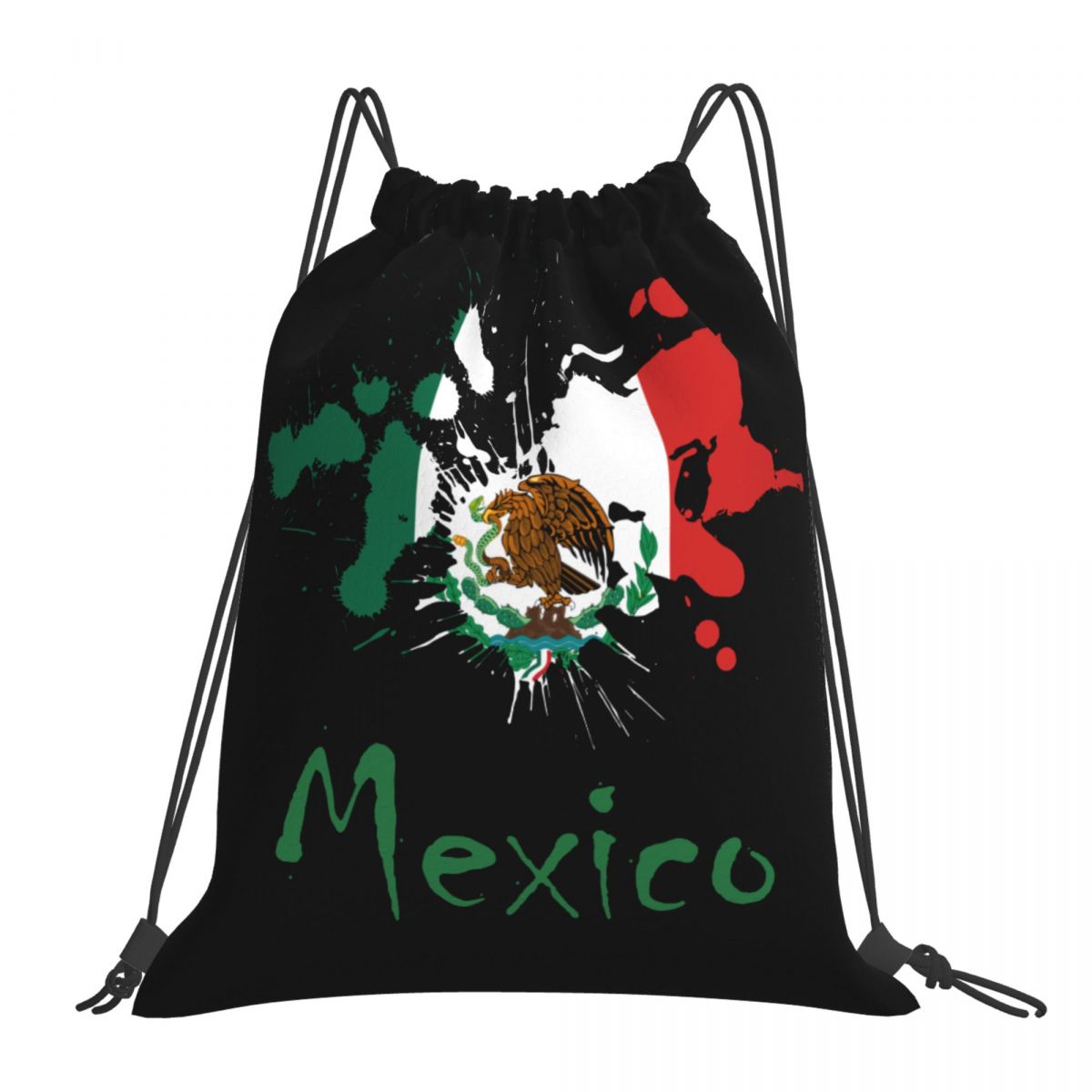 Mexico Ink Spatter Unisex Drawstring Backpack Bag Travel Sackpack