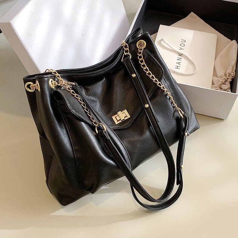 էѧӧܧ large PU Leather Crossbody Bags for Women 2022 Hit Trend Luxury Brand Fashion Chain Side Bag Shoulder Handbags green