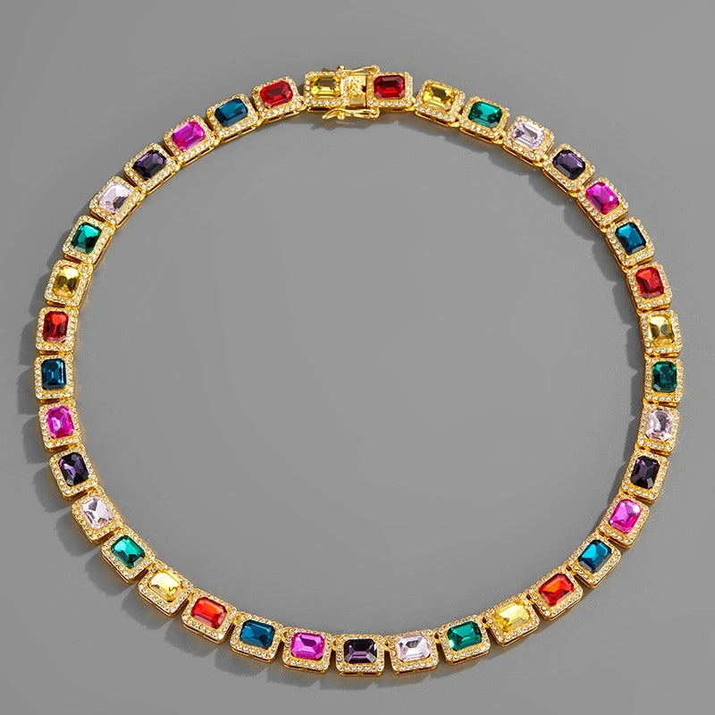 Hip-Hop Geometric Alloy Diamond Zircon Men’s Bracelets Necklace