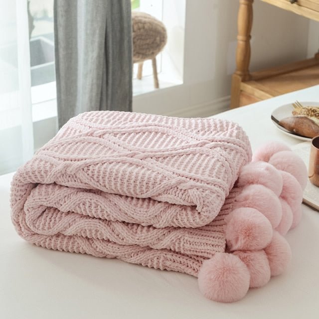 Soft Chenille Knitted Blanket for Bed and Sofa