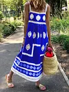 Holiday Style Bohemia Embroidered Split-Joint Maxi Dress