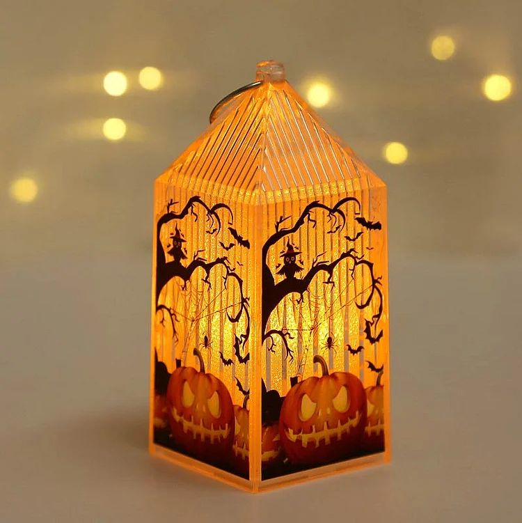 Skeleton Witch Print Pumpkin Lamp Halloween Accessory - Modakawa Modakawa