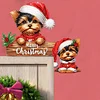 (US Local)DIY Xmas Diamond Painting Wooden Door Decoration for Feiend Gifts (Santa Puppy)