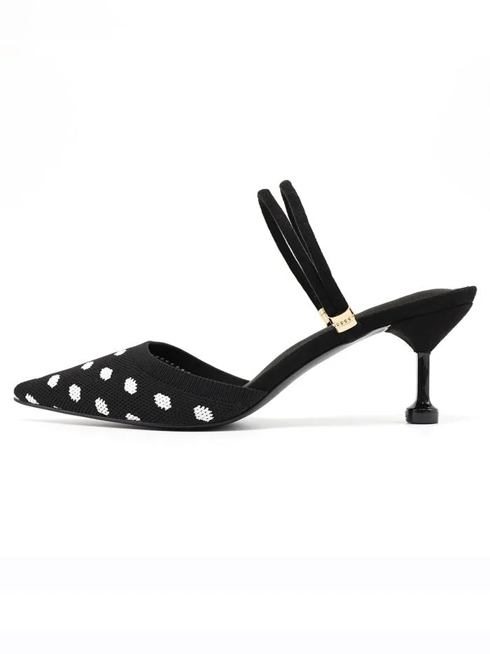 Polka dots, comfortable, soft, breathable, pointed toe two-wear high stiletto sandals