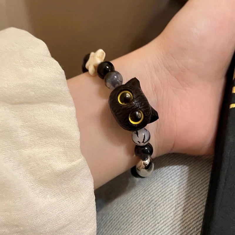 Cute Minimalist Cat Copper Beaded Bracelets