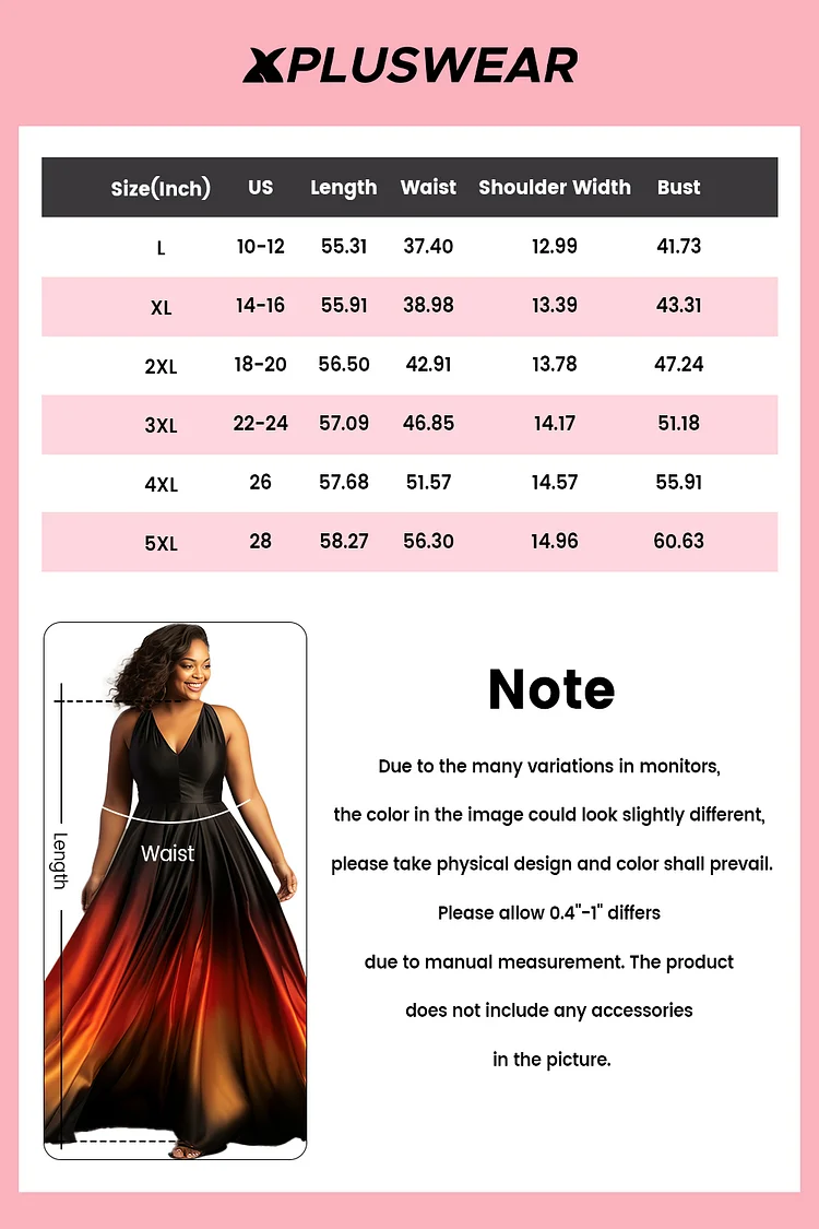 Xpluswear Design Plus Size Semi Formal Black Gradient V Neck Pocket Satin Sundress Maxi Dresses