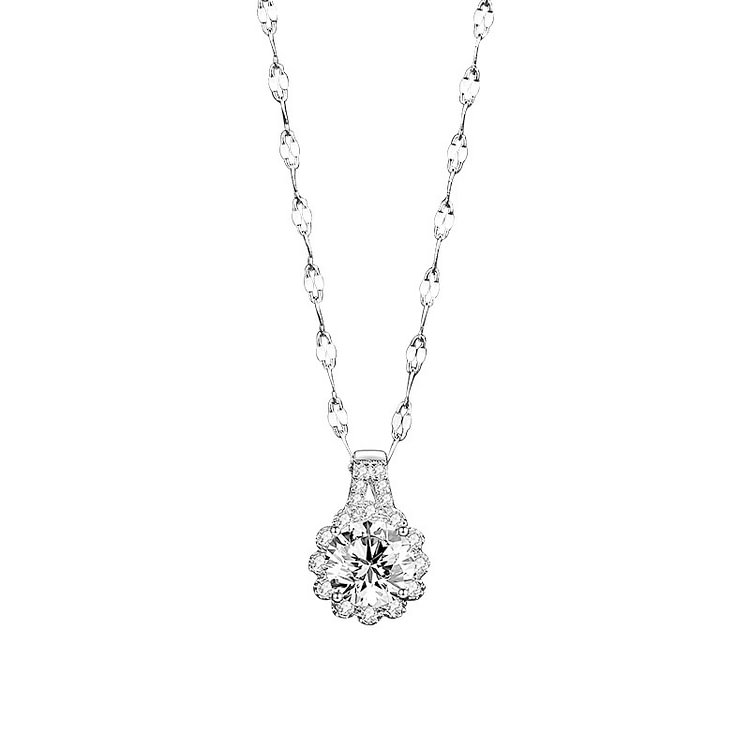 Sunflower Sterling Silver Diamond Necklace