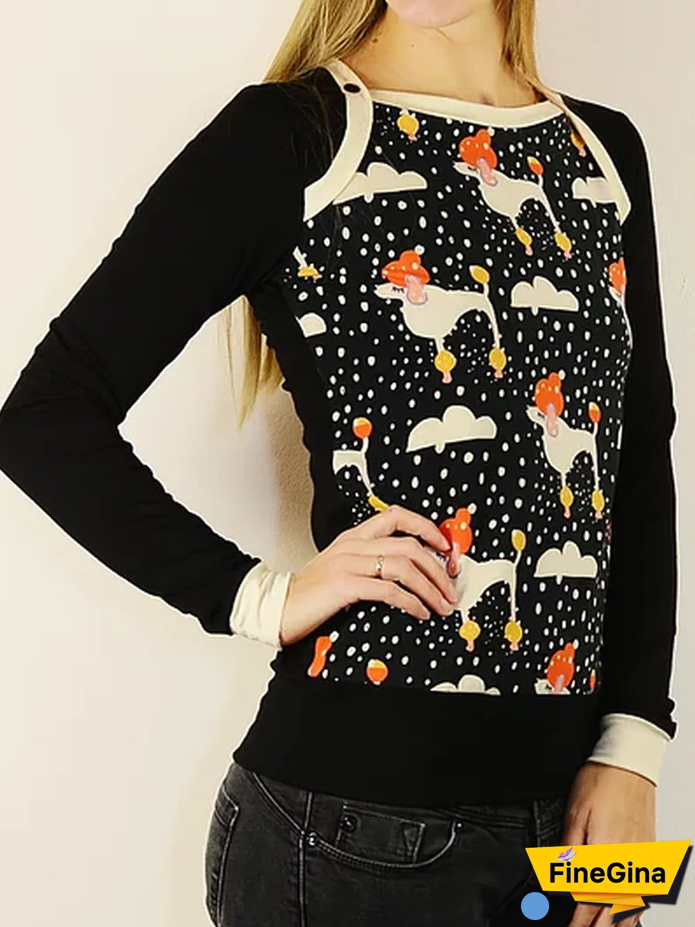 Printed Cotton-Blend Casual T-shirt