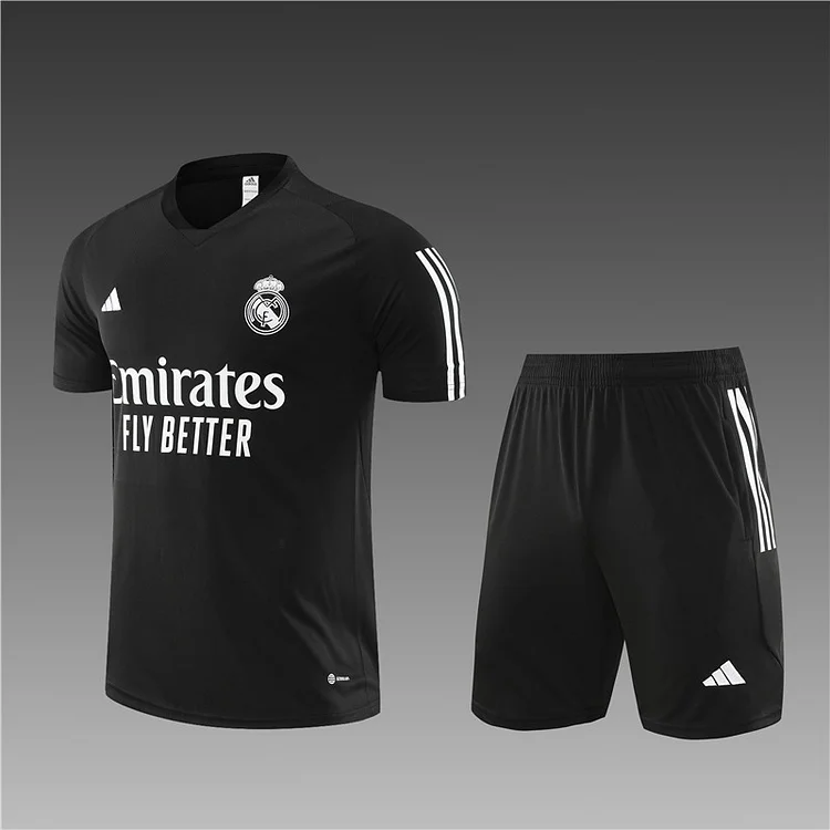 2023-24 Real Madrid black short-sleeved training jersey