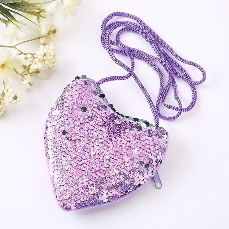 Women’s Solid Color Cloth Sequins Zipper Kids Wallets