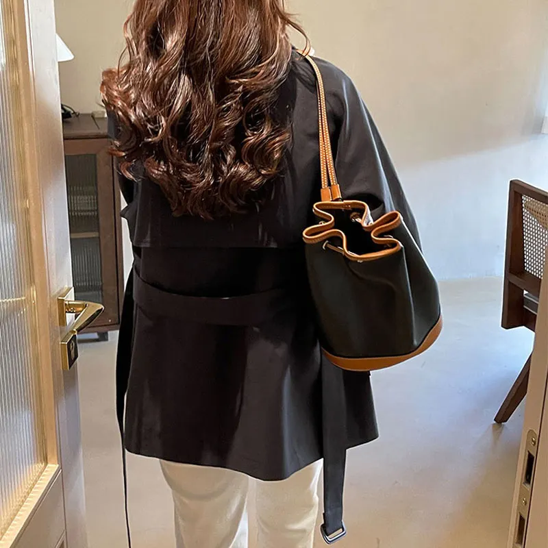 Uveng Uveng Medium Long Wind Coat Women Spring And Autumn High-Level Hepburn Popular British Style Long-Sleeved Top