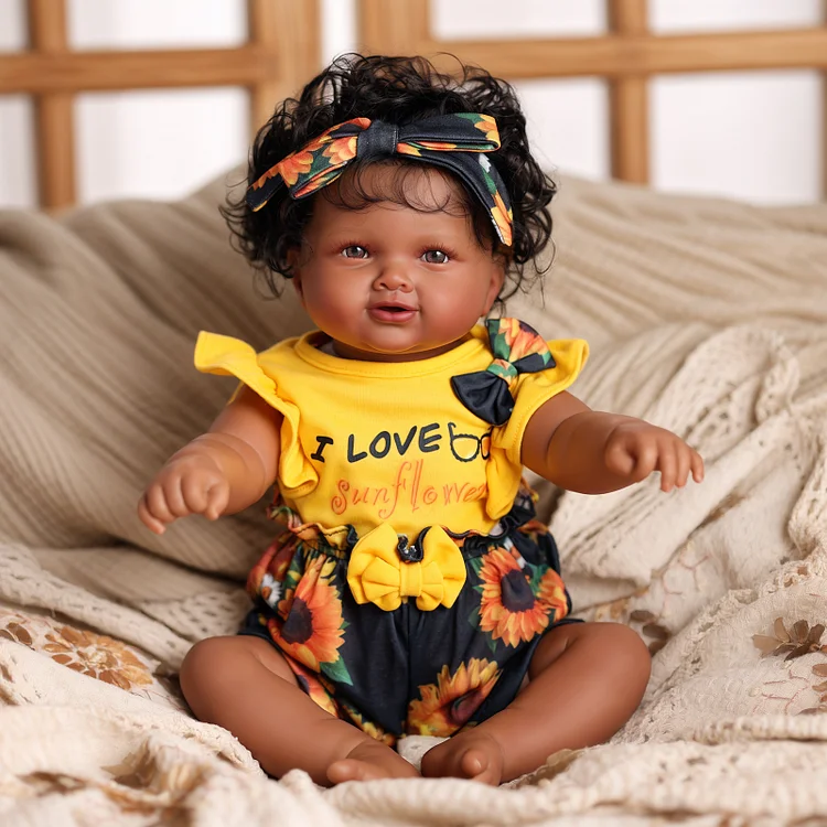 Babeside Quiet Reborn Baby Benson 20'' African AmericanLittle Infant Girl Best Gift for Kids