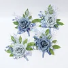 10PCS Blue Wedding Catering Bridal Groom Guests Corsage Boutonniere Wrist Artificial Flower Bouquets