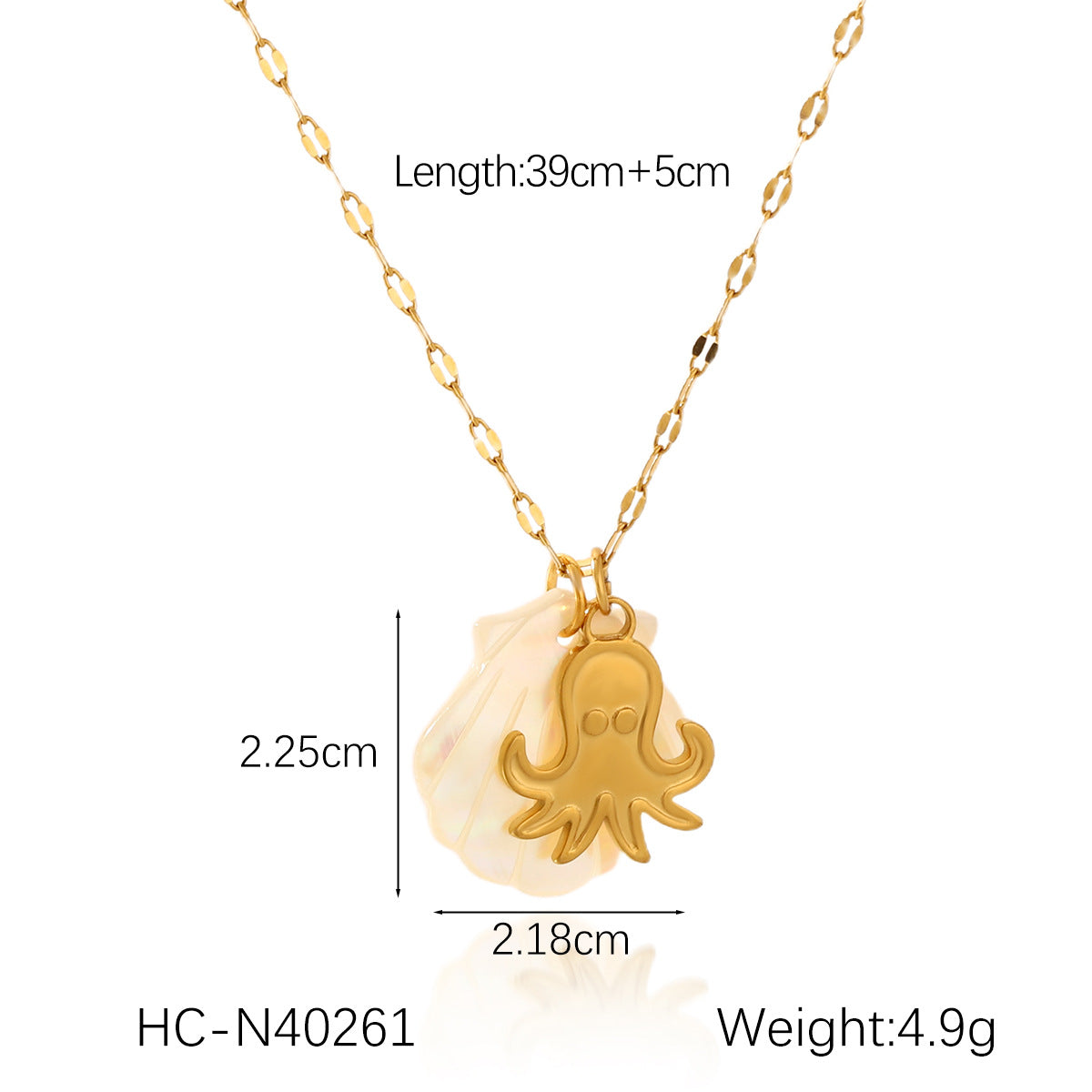 18K Gold Stainless Steel Starfish Seahorse Ocean Style Shell Pendant Necklace Ins Style Niche Design Clavicle Chain