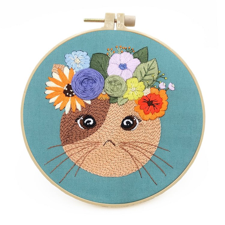 Cat Pattern Embroidery Hoop Art-DIY Craft Kit