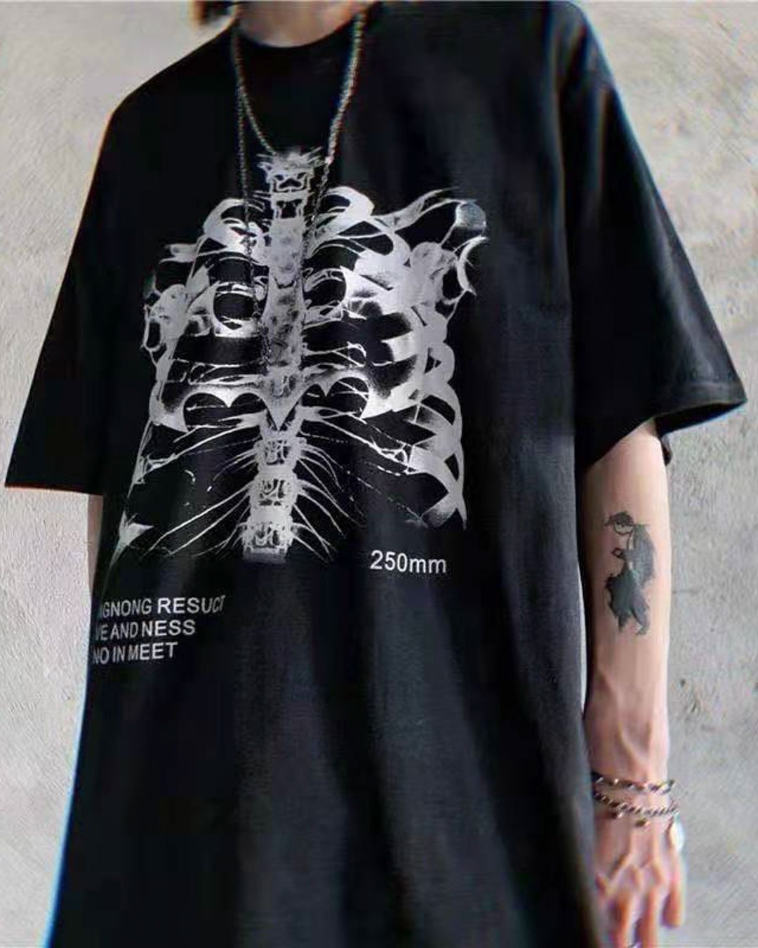 Fashionv-Gothic Skull Print Crew Neck T-shirt