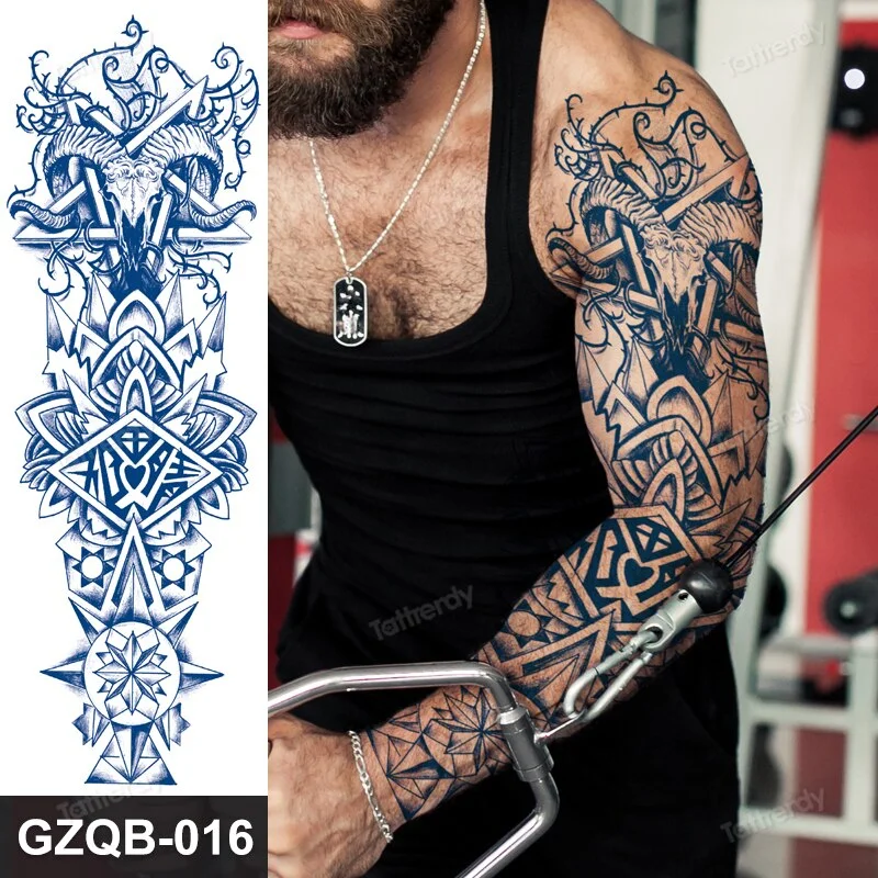 large temporary tattoos full arm sleeve tattoo men totem tribal dragon desgins long lasting tattoo waterproof safe juice ink