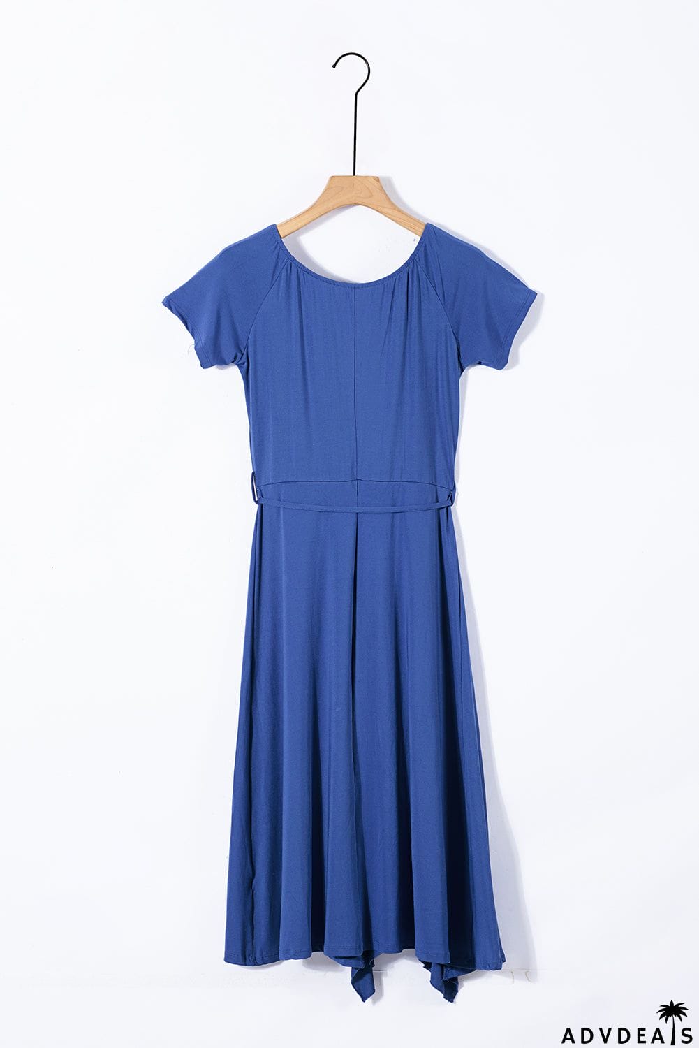 Blue Short Sleeve Midi Dress