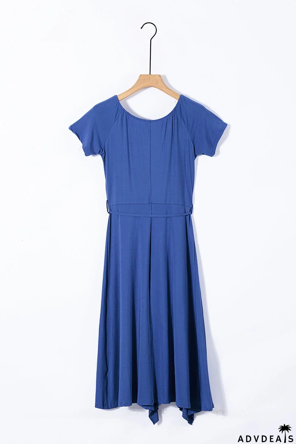 Blue Short Sleeve Midi Dress