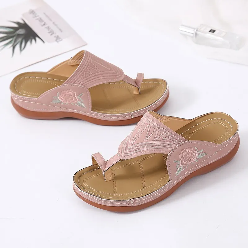 Yyvonne Women's Fish Mouth Heel Shoes Large Size Women's Shoes Embroidered Slippers Women's Shoes