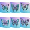 (US Only)6Pcs Christmas Butterfly Special Shape Diamond Painting Greeting Card Kit(Blue)