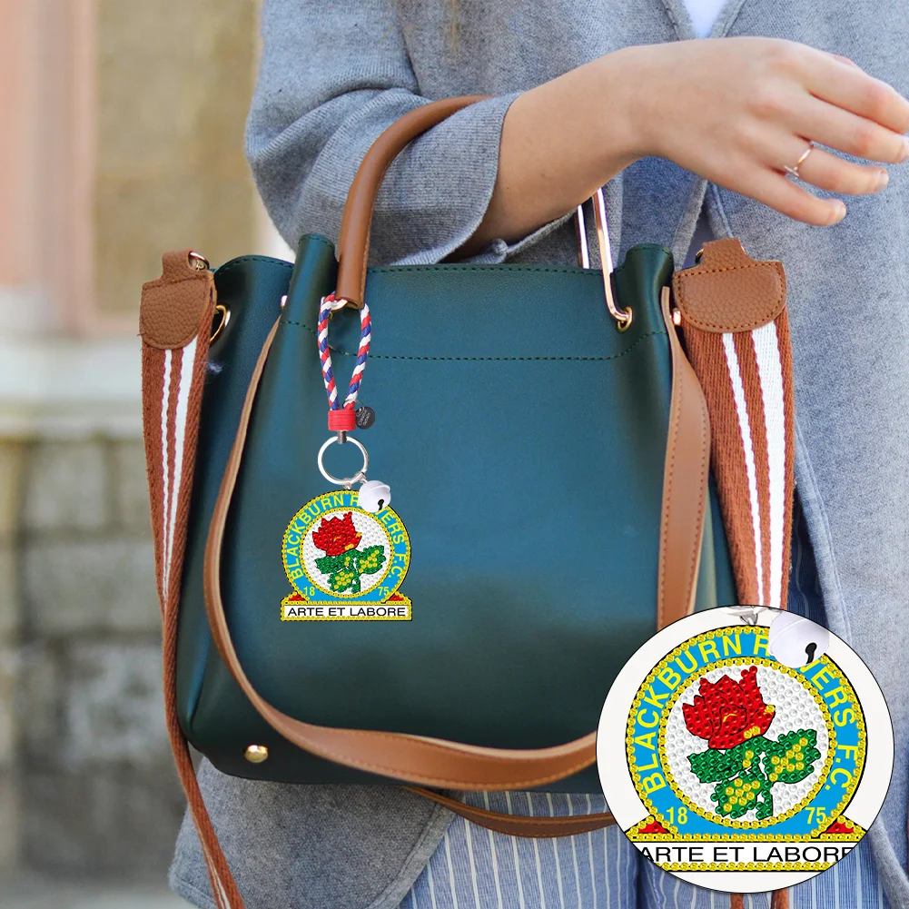 5D DIY Blackburn Rovers FC Double Sided Full Drill Keyring Diamond Keychains Pendant