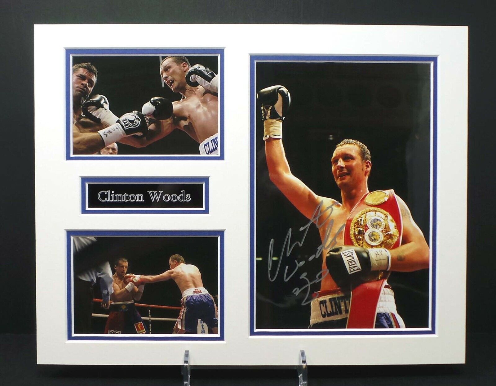 Clinton WOODS Signed Mounted IBF Belt Champion Boxing Photo Poster painting Display AFTAL RD COA