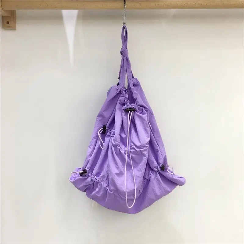 Shockcrush Korean Nicheinssimple Fresh Drawstring Double Shoulder Bag Travel Outdoor Feeling Nylon Canva Backpack Top-handle Bags Casual Daypacks & Backpacks