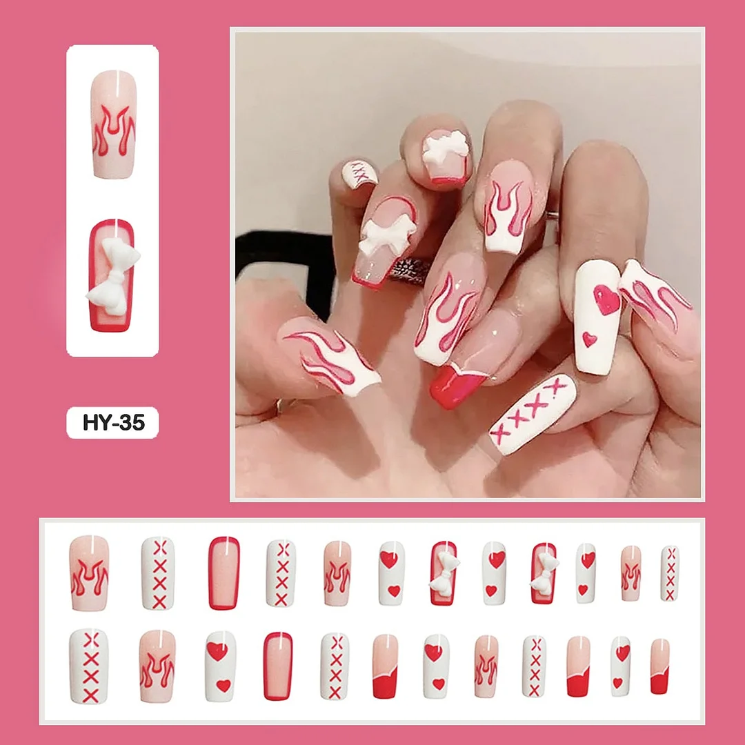 Butterfly Lovely Girl Nail Art Wearable Press On Fake Nails Tips With Glue And Sticker 24pcs/box With Wearing Tools As Gift-Nail Inspo